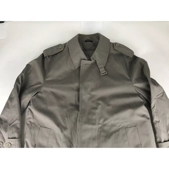 Oleg Cassini Mens Dark Khaki Collared Long Sleeve Full Zip Trench Coat Size 40 R - Picture 2 of 7